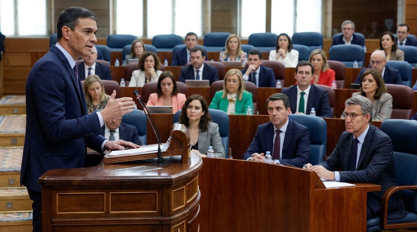 Pedro Sánchez interviene en la tribuna del Congreso durante la sesión de control