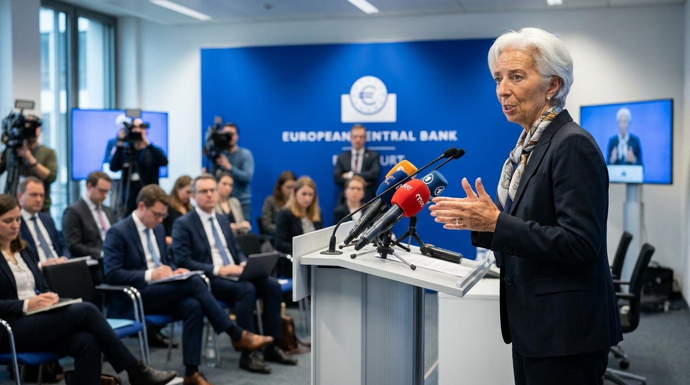 Christine Lagarde durante la rueda de prensa del BCE