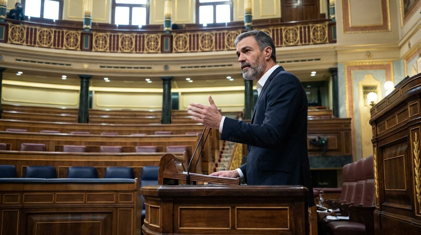 Pedro Sánchez interviene desde la tribuna del Congreso de los Diputados.
