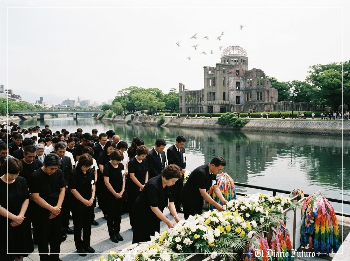 Cúpula de la Bomba Atómica de Hiroshima durante la ceremonia por la paz