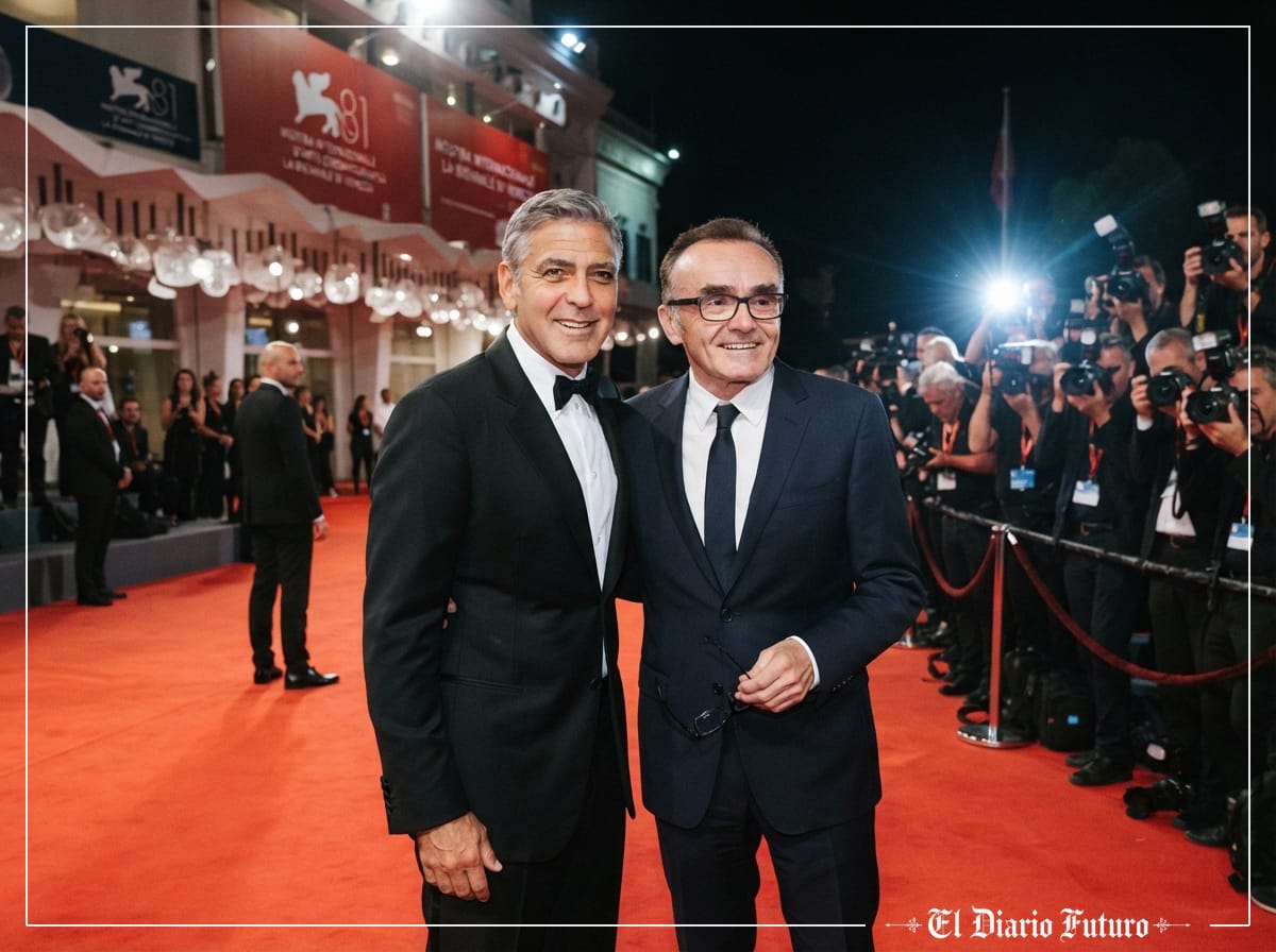 George Clooney y Danny Boyle en la alfombra roja de la Mostra de Venecia.