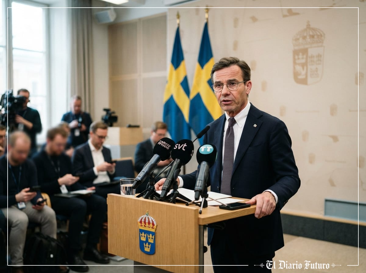Ulf Kristersson comparece ante la prensa en Estocolmo tras la noche electoral.