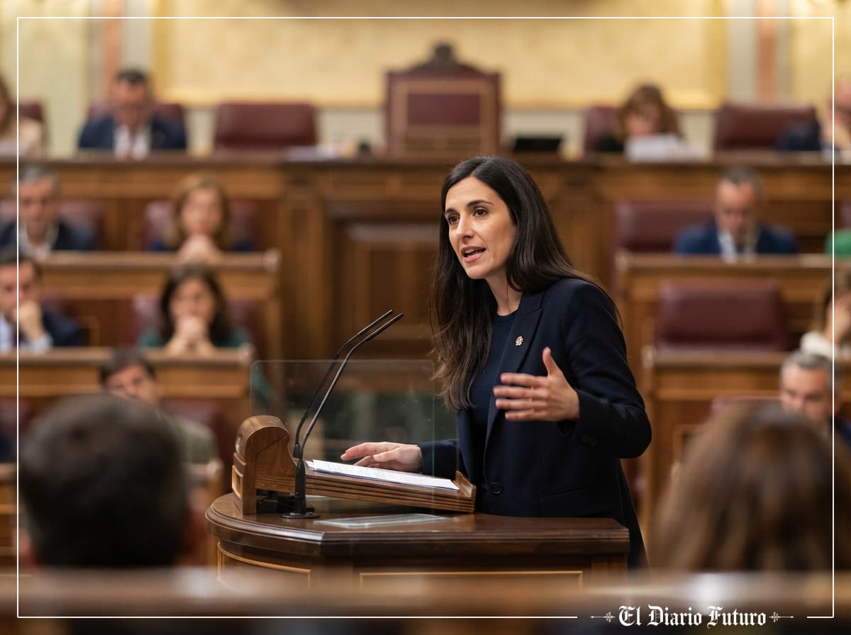 Míriam Nogueras interviene desde la tribuna del Congreso de los Diputados durante el debate sobre Ceuta.