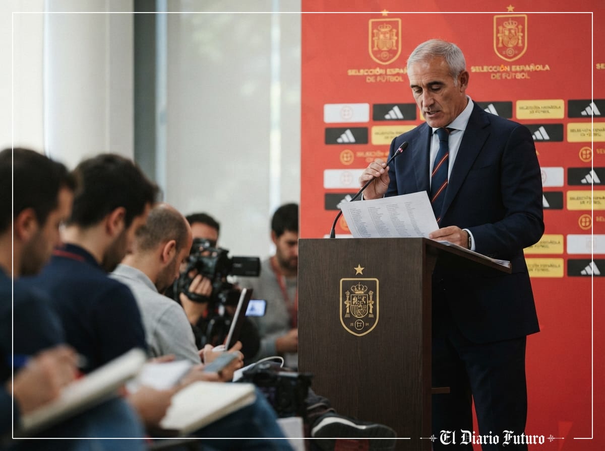 Luis de la Fuente comparece ante los medios en la sala de prensa de la Ciudad del Fútbol de Las Rozas para anunciar su primera lista tras el Mundial.
