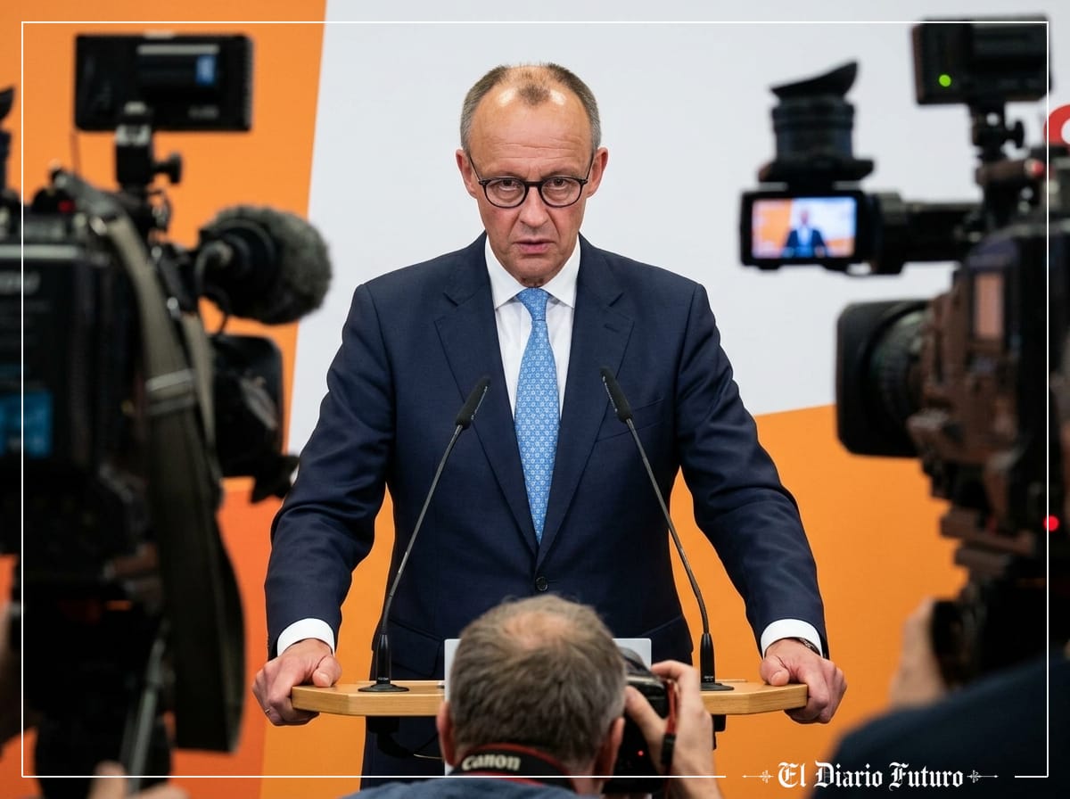 El canciller alemán comparece ante la prensa en la sede federal de la CDU en Berlín.