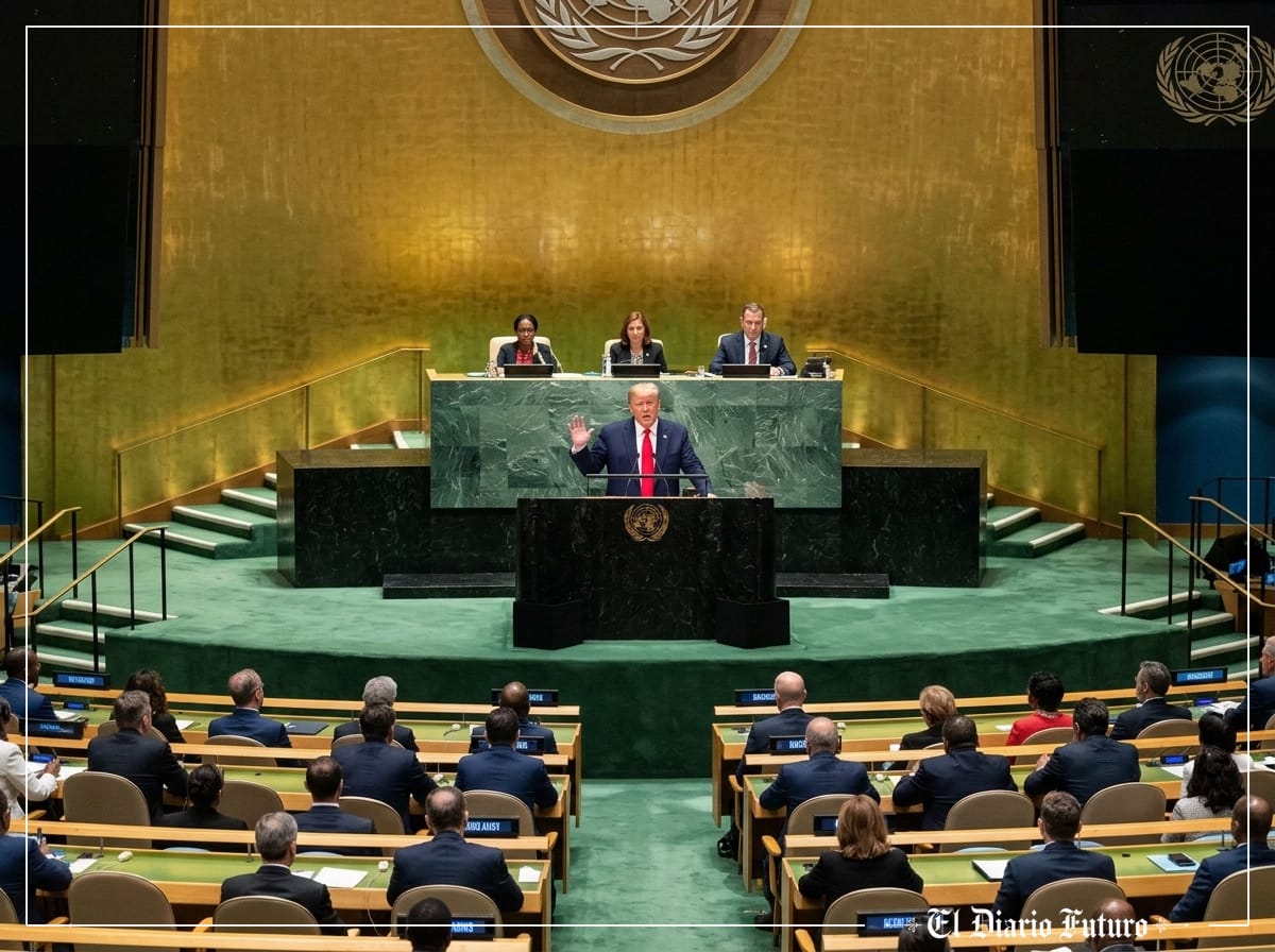 Donald Trump interviene ante el plenario de la Asamblea General de Naciones Unidas.