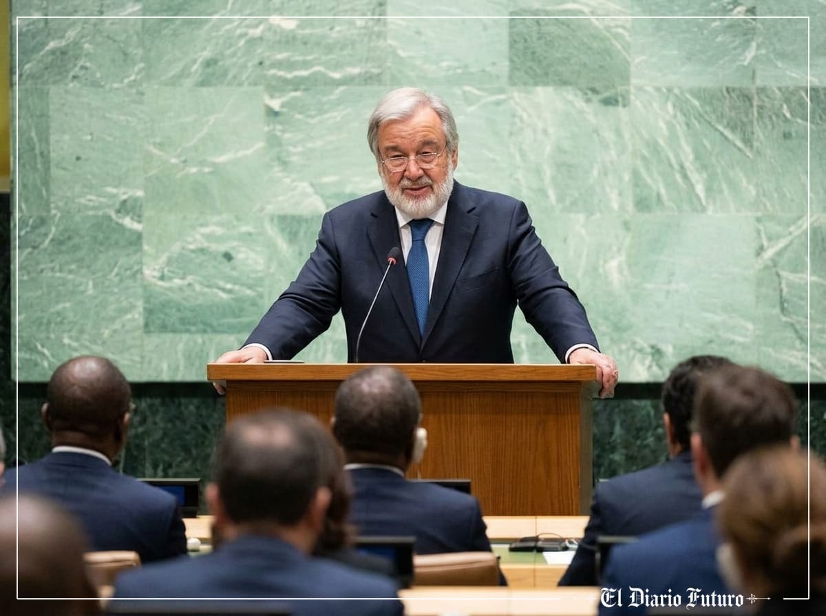 António Guterres interviene desde el atril en la sesión climática de Naciones Unidas en Nueva York.