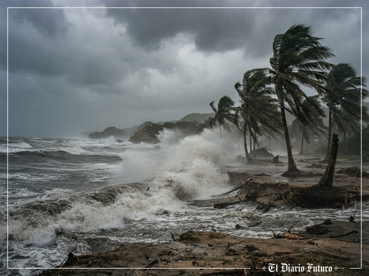 Oleaje fuerte en la costa de Michoacán por el huracán Polo