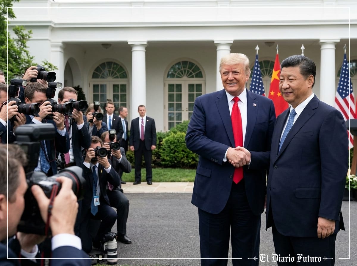 Donald Trump y Xi Jinping se estrechan la mano en la Casa Blanca