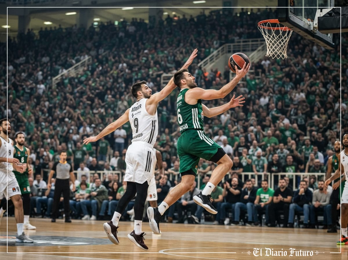 Partido de baloncesto en el pabellón OAKA de Atenas