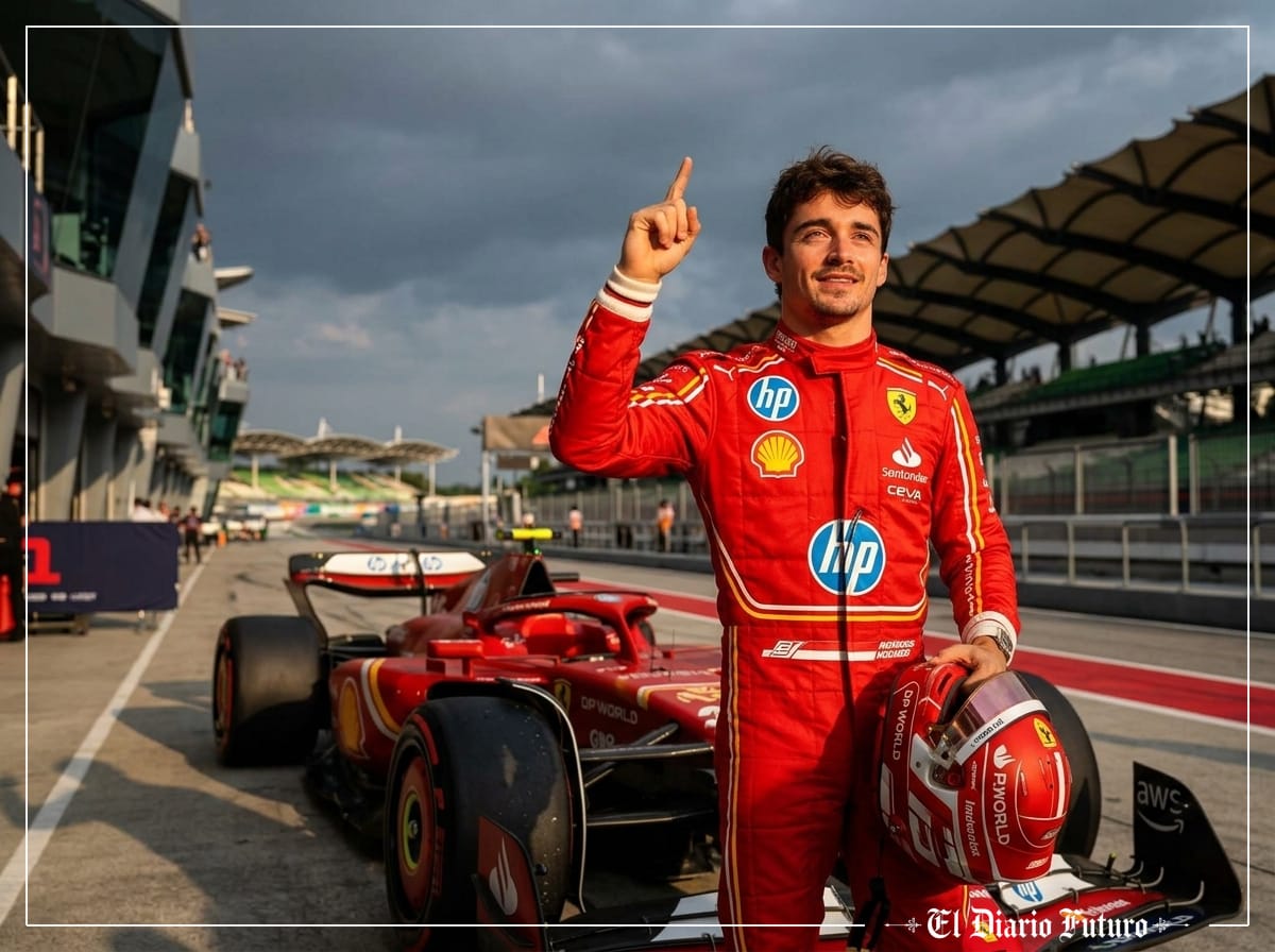 Charles Leclerc pilota su Ferrari en el circuito de Sepang