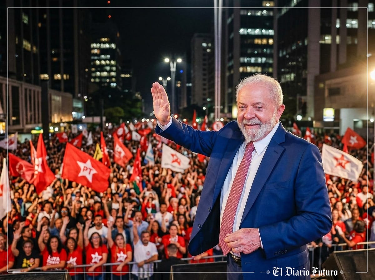 Lula da Silva saluda a sus seguidores tras conocer los resultados de la primera vuelta