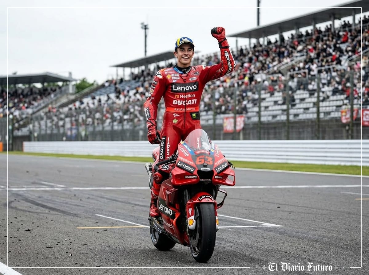 Marc Márquez celebra la victoria en el circuito de Motegi
