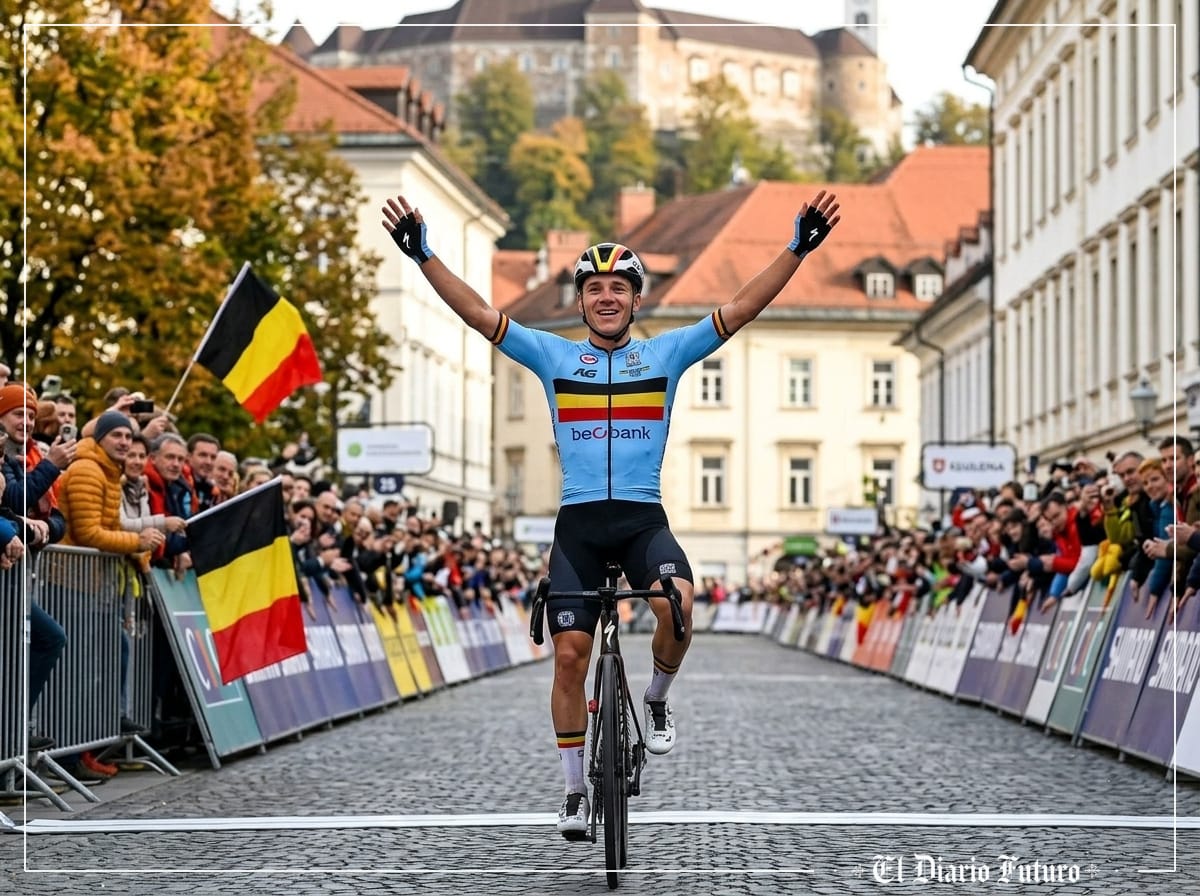 Remco Evenepoel cruza la meta en solitario en Liubliana