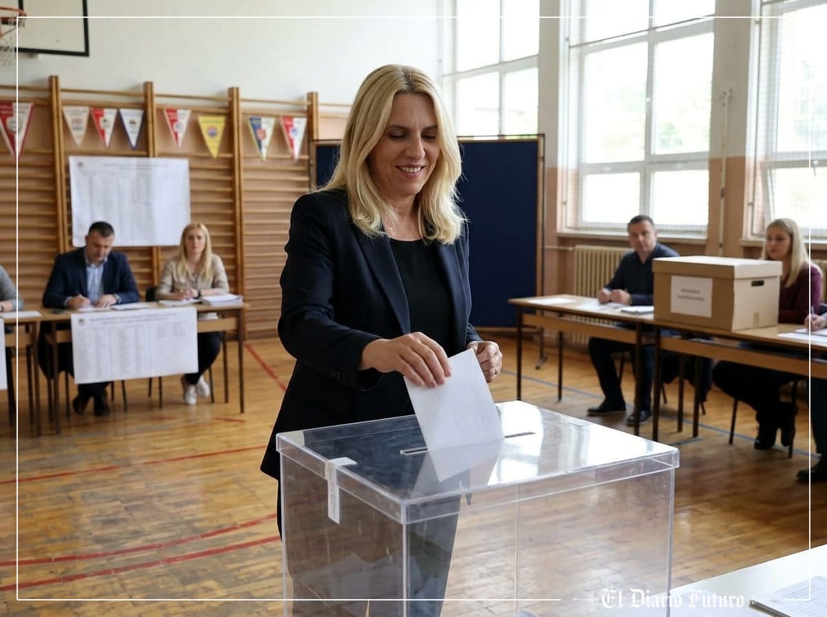 Željka Cvijanović tras depositar su voto en un colegio electoral