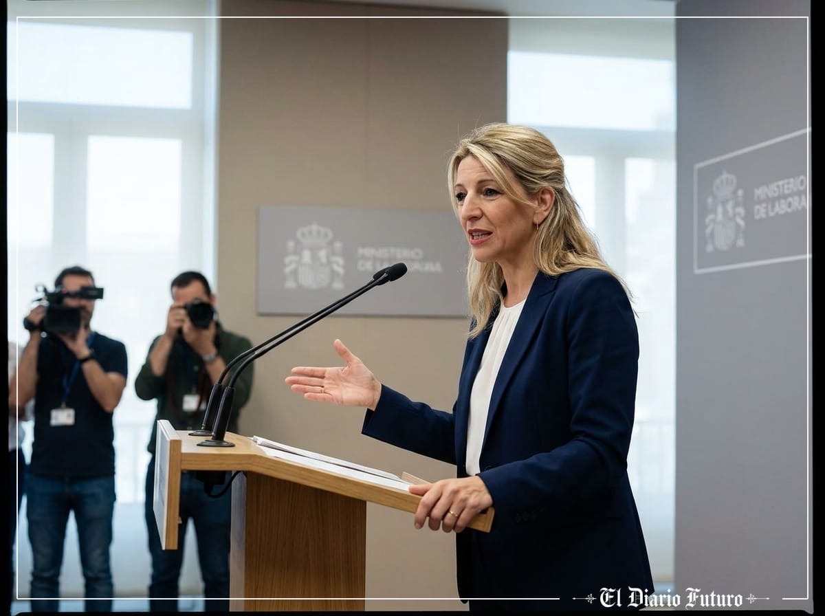 Yolanda Díaz en una comparecencia en el Ministerio de Trabajo
