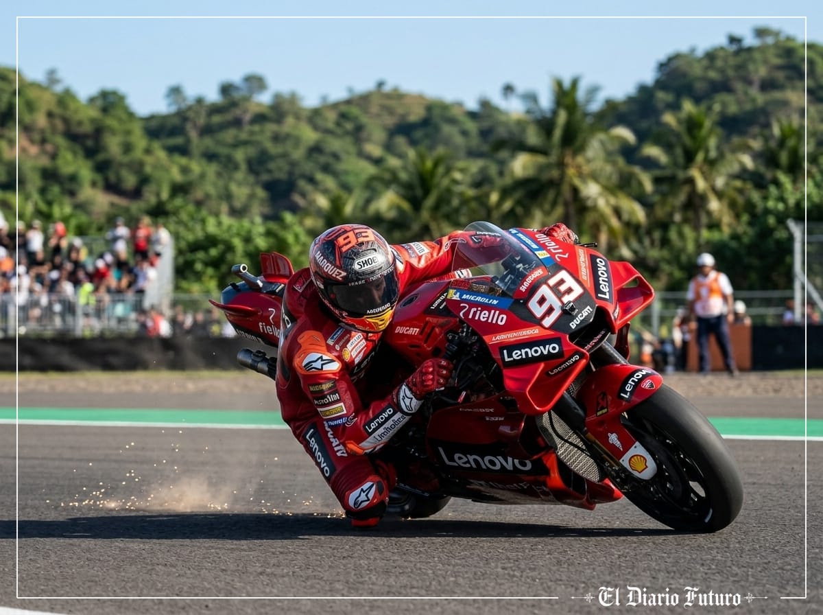 Marc Márquez traza una curva en el circuito de Mandalika