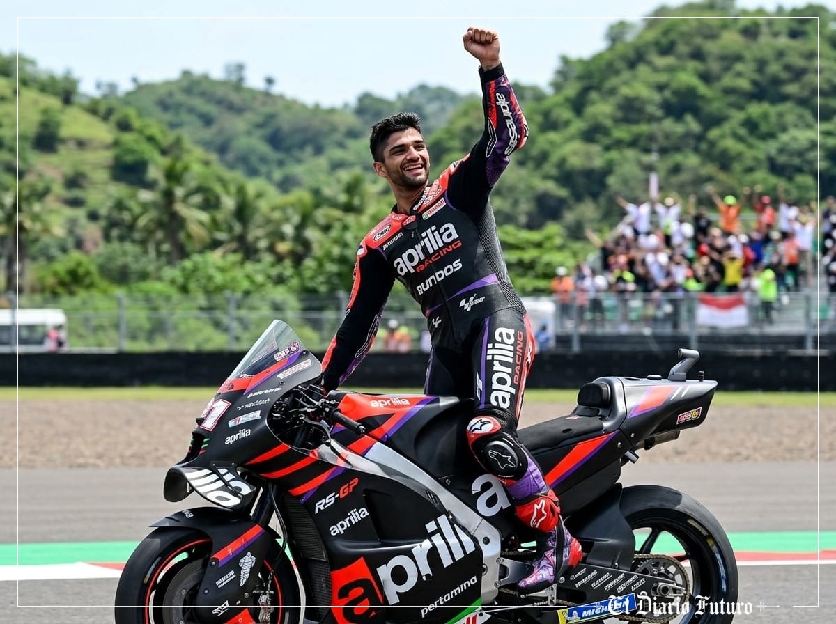 Jorge Martín celebra la victoria en Mandalika
