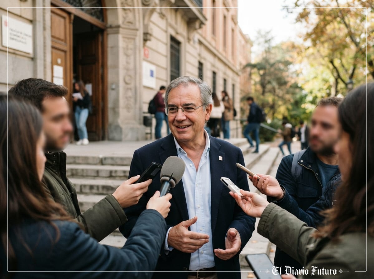 Un economista atiende a la prensa en la sede del CEMFI en Madrid