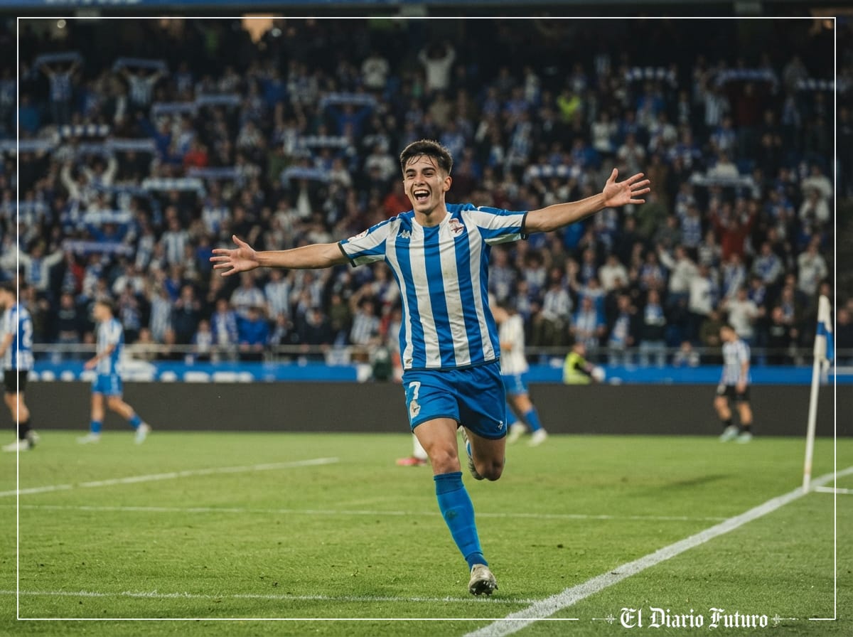 Yeremay Hernández celebra un gol en Riazor