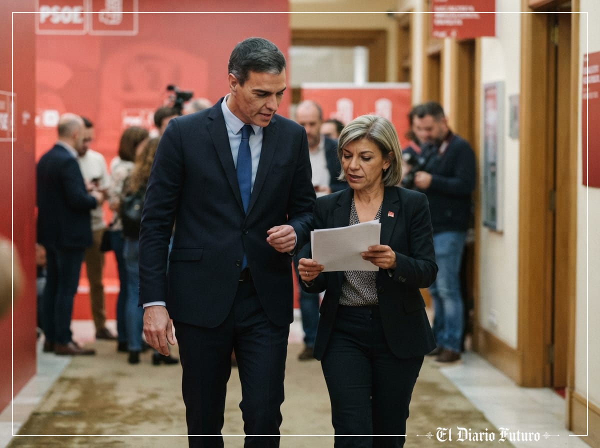 Pedro Sánchez y Margarita Robles en la sede del PSOE