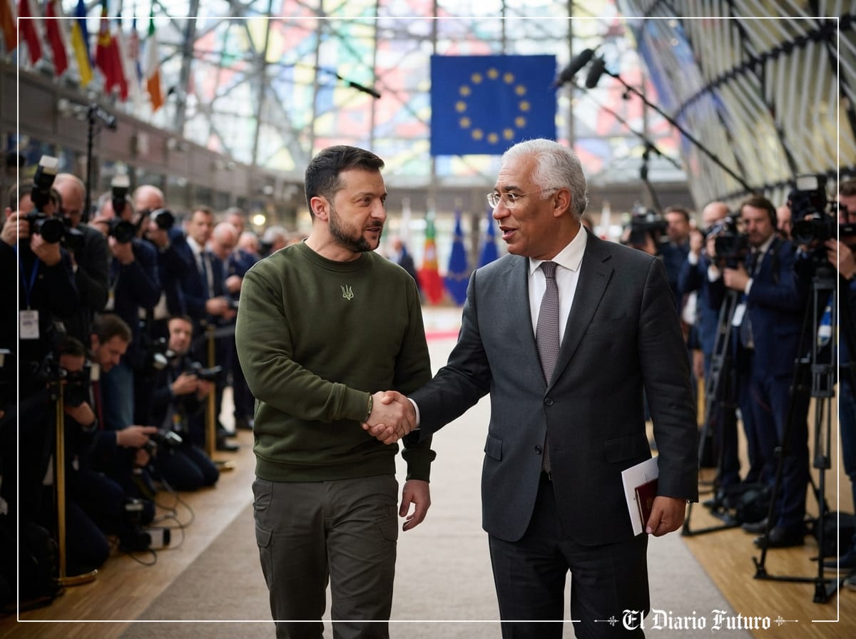 Volodímir Zelenski y António Costa en la sede del Consejo Europeo