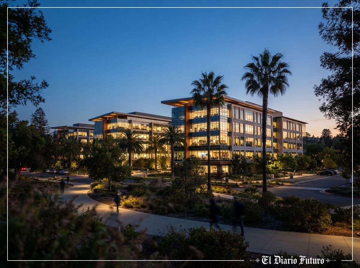 Sede de Netflix en Los Gatos, California, al atardecer.