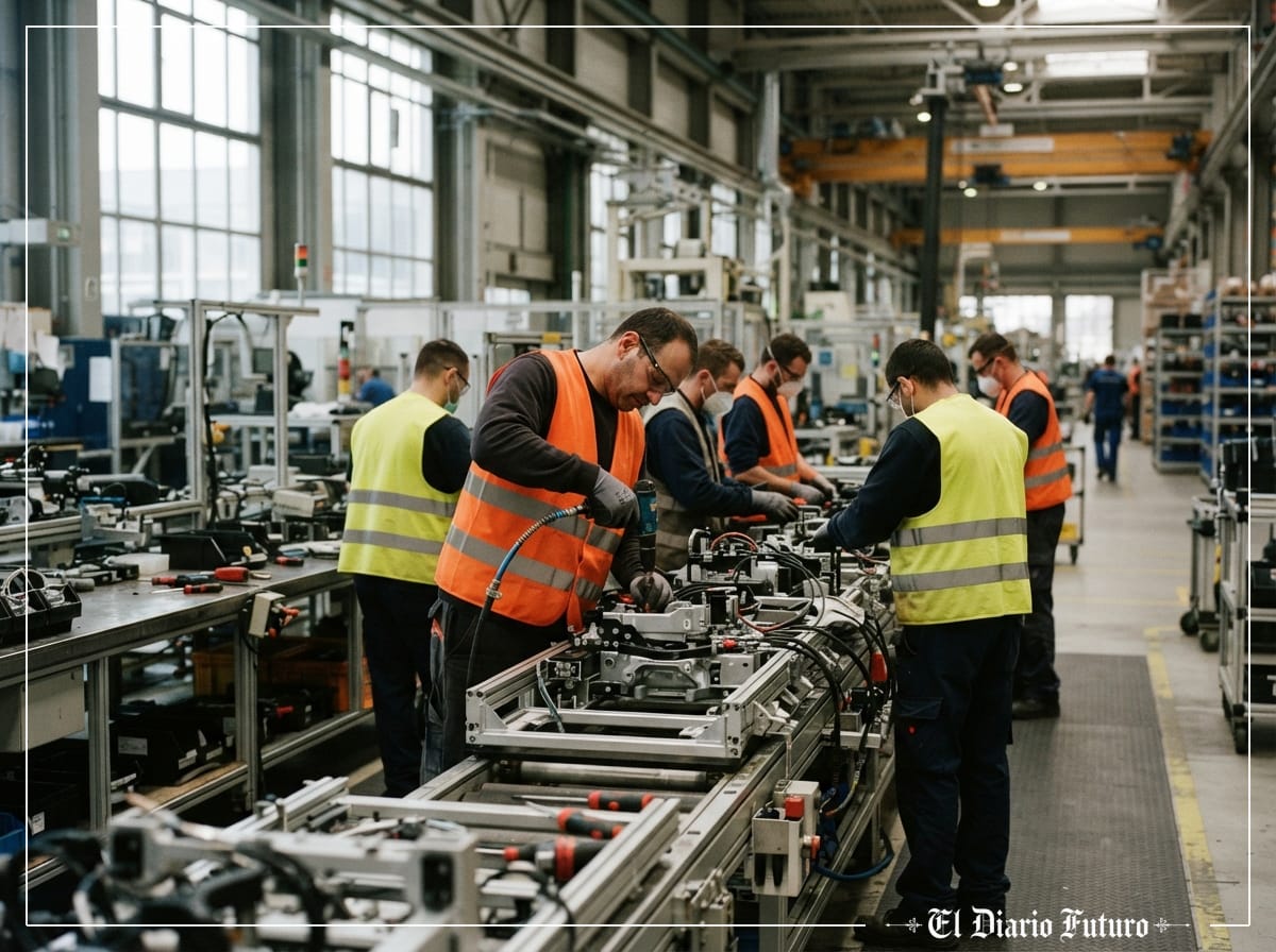 Línea de montaje en una fábrica europea