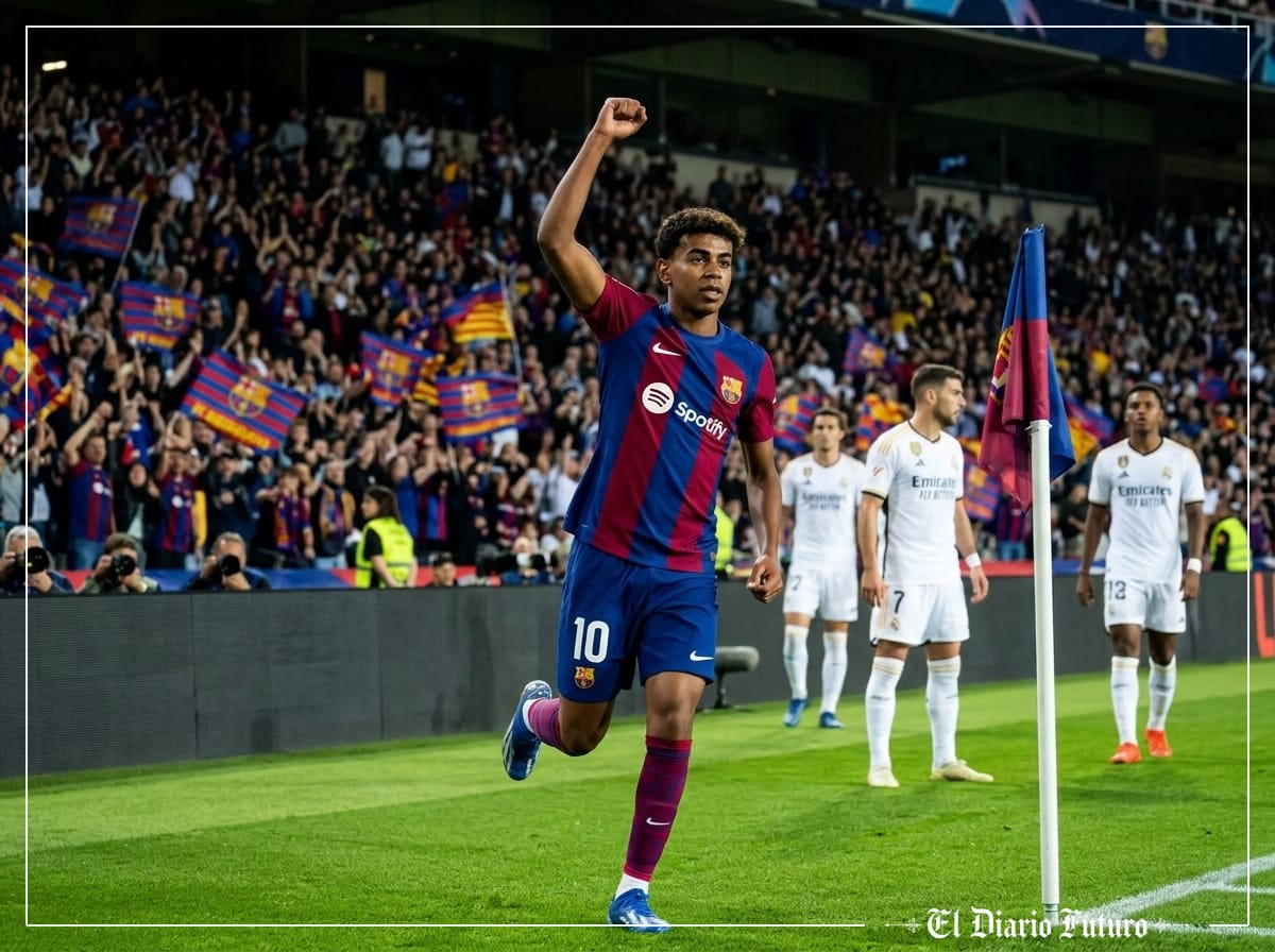 Lamine Yamal celebra un gol en el Camp Nou