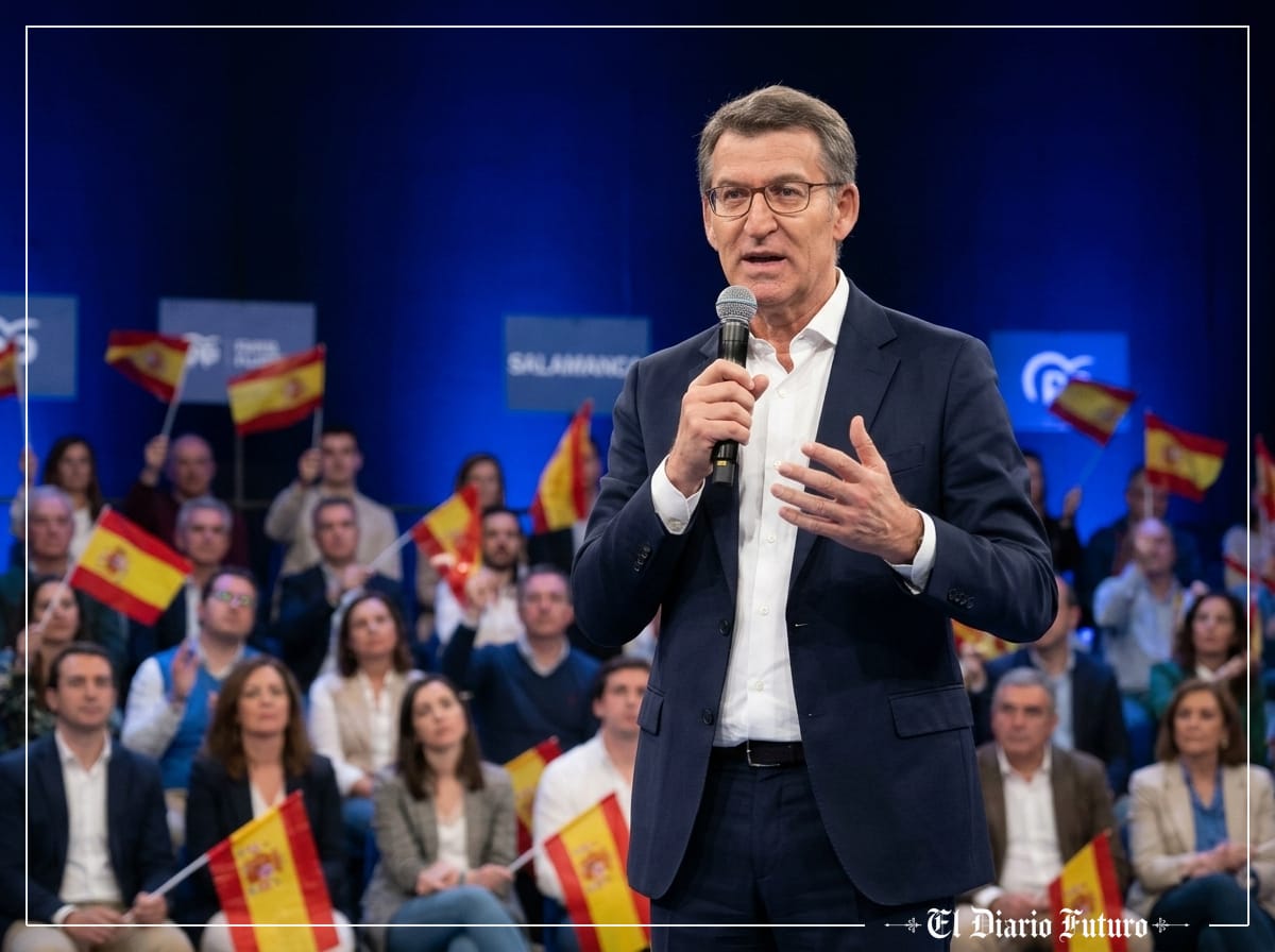 Alberto Núñez Feijóo interviene en un acto del PP en Salamanca