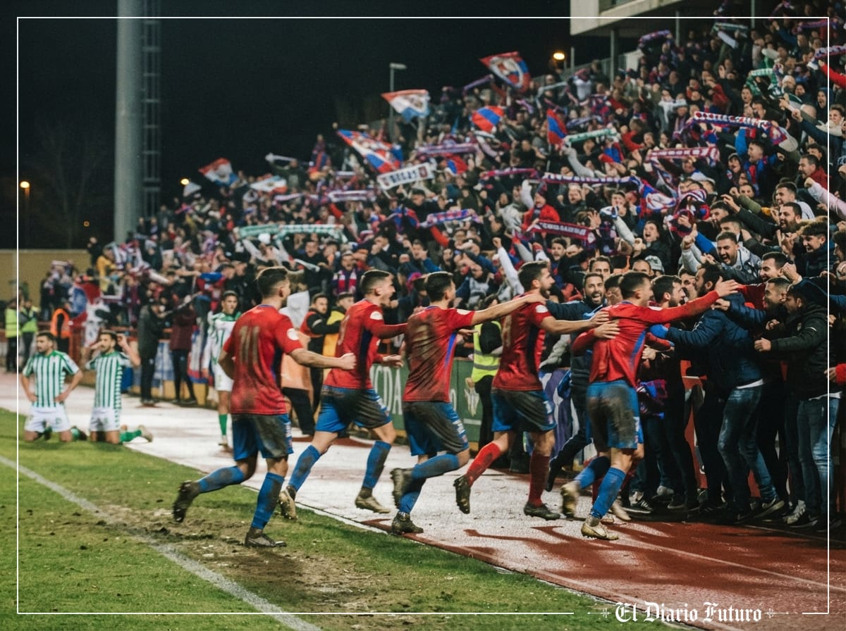 Jugadores del Navalcarnero celebran la clasificación ante el Betis