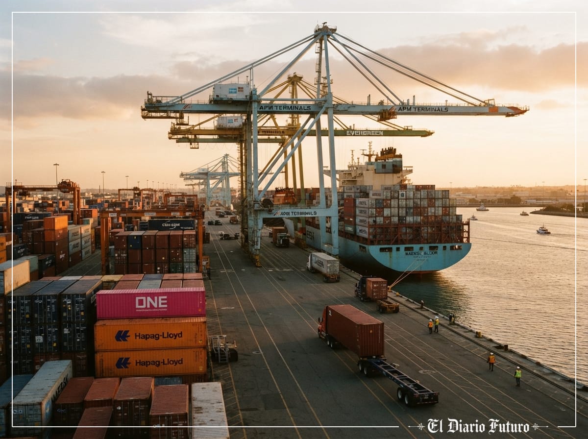 Contenedores en un puerto de Estados Unidos