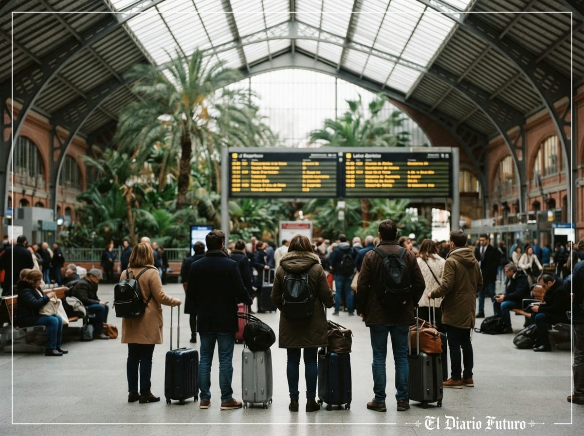 Panel de salidas de la estación de Atocha con trenes cancelados