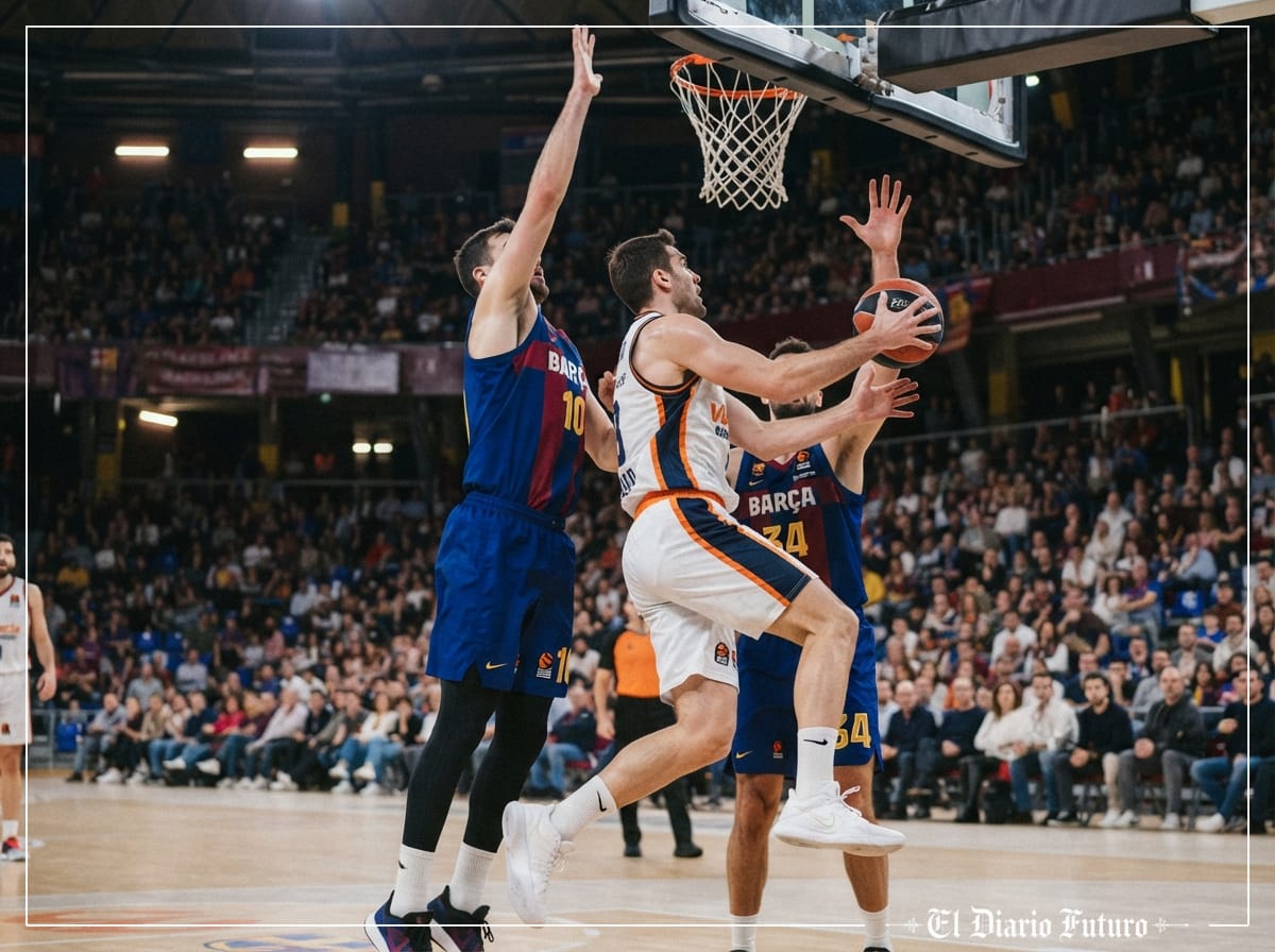 Partido de baloncesto entre el Barça y el Valencia Basket en el Palau Blaugrana
